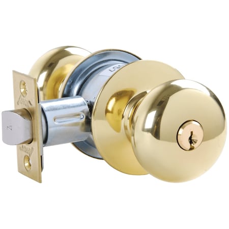 Arrow Lock Grade 2 Asylum Cylindrical Lock, Tudor Knob, Conventional Cylinder, Bright Brass Finish, Non-handed MK33-TA-03